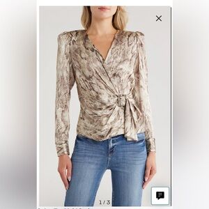 Elegant Snakeskin Print Wrap Top L’Agence Benson size 2 NWT $450
